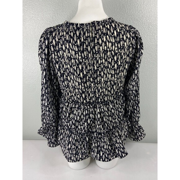 New In Collection Women Large Tiered Ruffle Top Black White Abstract NWT - Picture 5 of 10